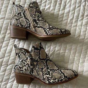 MIA Snake Skin Round Toe Zippered Booties